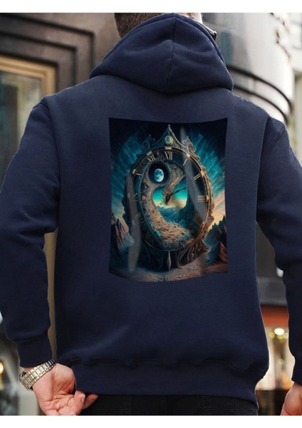 Tasarım Baskılı Oversize Kapüşonlu Kadın-Erkek Sweatshirt