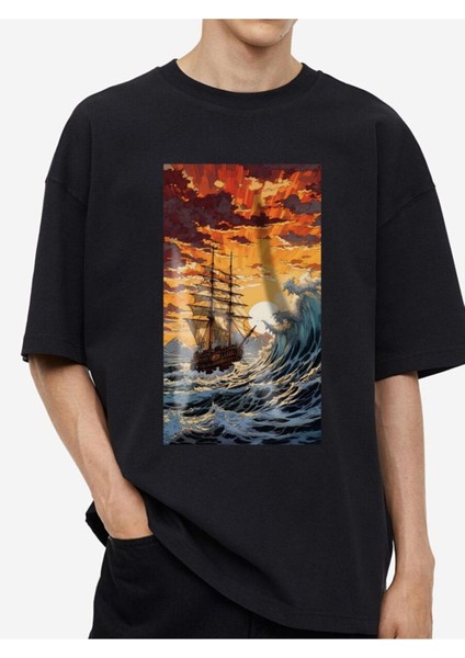 Tasarım Baskılı Oversize Kadın-Erkek Dtf Baskı Tshirt