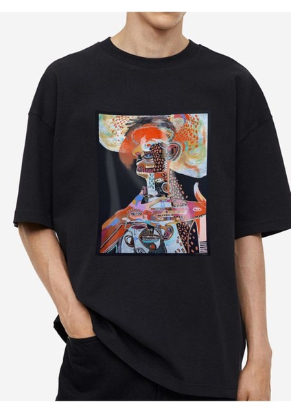 Tasarım Baskılı Oversize Kadın-Erkek Dtf Baskı Tshirt