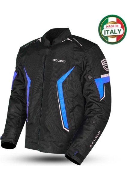Roma 4 Mevsim Erkek Motosiklet Montu Siyah/mavi