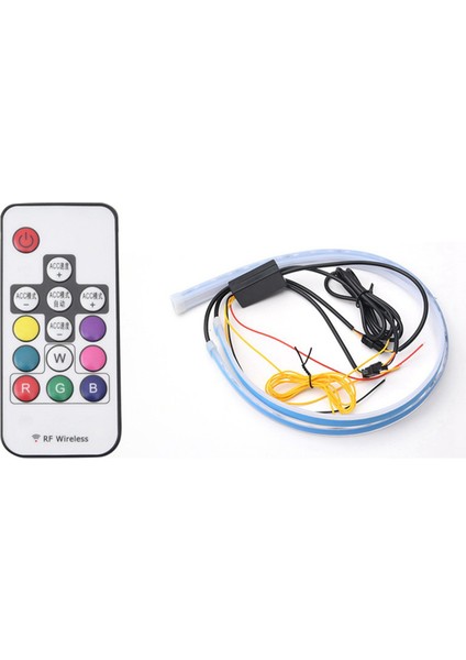 Gm LED Gündüz Farları Rgb Iki Renkli Işık Kılavuzu Şerit Uzaktan Kumanda Renkli Direksiyon Dekoratif Işıklar A (Yurt Dışından)