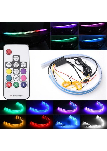 Gm LED Gündüz Farları Rgb Iki Renkli Işık Kılavuzu Şerit Uzaktan Kumanda Renkli Direksiyon Dekoratif Işıklar A (Yurt Dışından)