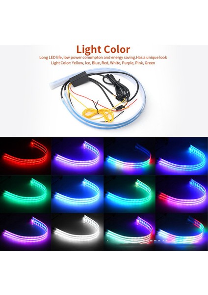 Gm LED Gündüz Farları Rgb Iki Renkli Işık Kılavuzu Şerit Uzaktan Kumanda Renkli Direksiyon Dekoratif Işıklar A (Yurt Dışından)