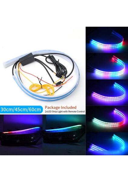 Gm LED Gündüz Farları Rgb Iki Renkli Işık Kılavuzu Şerit Uzaktan Kumanda Renkli Direksiyon Dekoratif Işıklar A (Yurt Dışından)