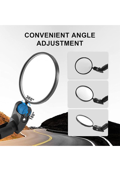 Siyah Stil Bisiklet Direksiyon Ucu Arka Görüş Aynası 360 Derece Dönebilen Mtb Yol Bisikleti Arkadaş Aynaları Bisiklet Güvenli Sürüş Arka Görünüm Aynası BC0667 (Yurt Dışından) fırsatları