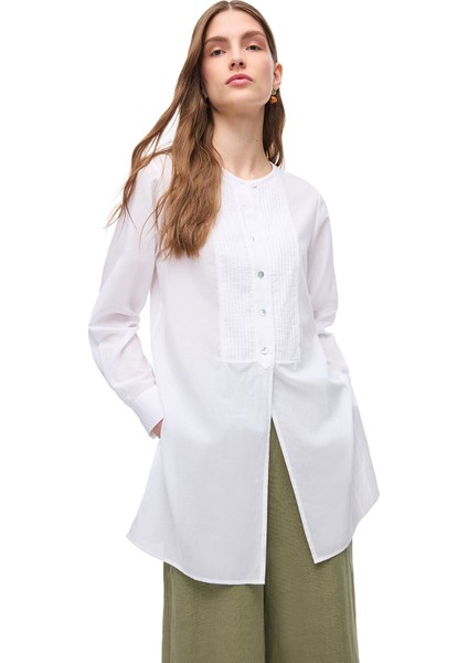 Beyaz Caseys Rahat Kalıp Uzun Kol Gömlek