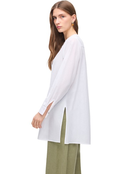 Beyaz Caseys Rahat Kalıp Uzun Kol Gömlek fırsatları