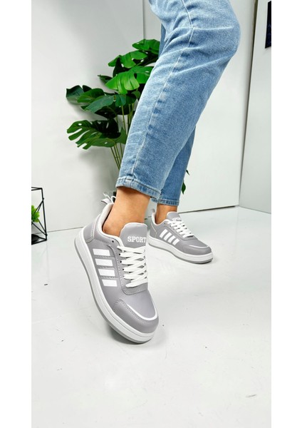 Günlük Sneaker Spor Ayakkabı Bağcıklı Çizgi Detaylı Rahat Hafif Bağcıklı Tırtık Taban ST-331 - 3438 fırsatları