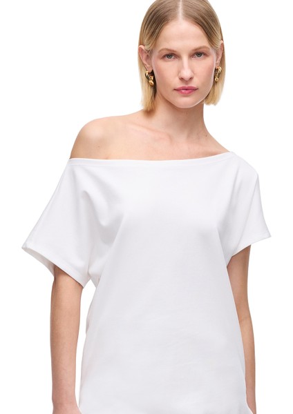 Makis Beyaz Renk Regular Fit Kayık Yaka Düşük Kollu Tişört modelleri