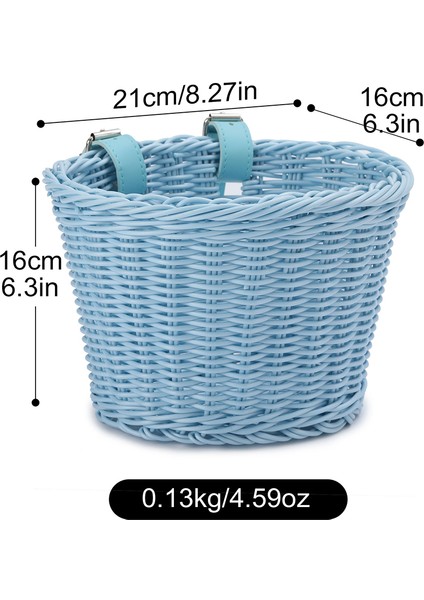 Gök Mavisi Tarzı Pe Rattan Örgü Bisiklet Ön Sepeti Ayarlanabilir El Dokuma Çocuk Yetişkin Bisiklet Direksiyon Taşıyıcı Çanta Pannier Bisiklet Aksesuarları (Yurt Dışından)
