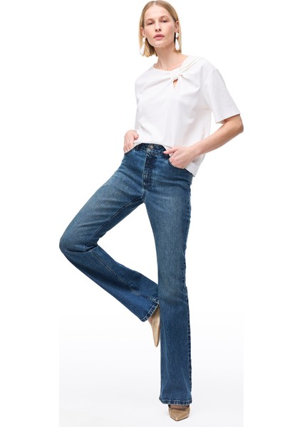 Indigo Denim Slim Fit Yüksek Bel Denim