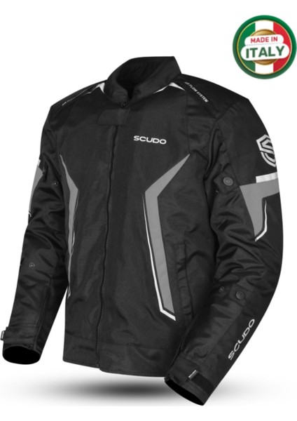 Roma 4 Mevsim Erkek Motosiklet Montu Siyah/gri