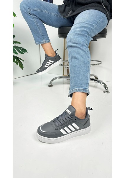 Günlük Sneaker Spor Ayakkabı Bağcıklı Çizgi Detaylı Rahat Hafif Bağcıklı Tırtık Taban ST-331 - 3438