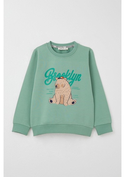 Erkek Çocuk Eşofman Takım Kolej Şampiyonu Sevimli Ayıcık Baskılı 2-6 Yaş, Mint Yeşili fiyatları