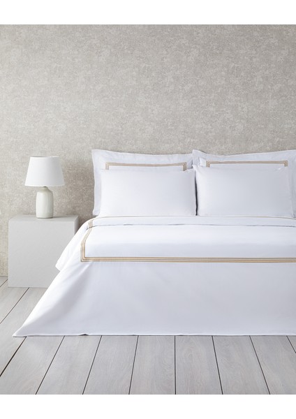 Modern Frame Nakışlı Perkal Super King Nevresim Takımı 260 x 220 cm Gold fiyatları