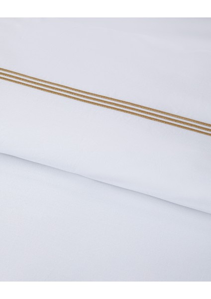 Modern Frame Nakışlı Perkal Super King Nevresim Takımı 260 x 220 cm Gold fırsatları