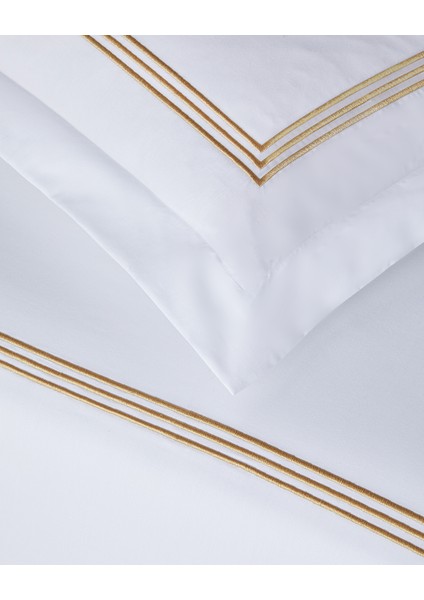 Modern Frame Nakışlı Perkal Super King Nevresim Takımı 260 x 220 cm Gold indirimleri