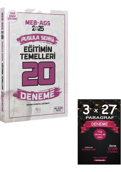 Cba Yayınları 2025 Meb-Ags Eğitimin Temelleri 20 Deneme Çözümlü Pusula Serisi+Anlakazan Deneme