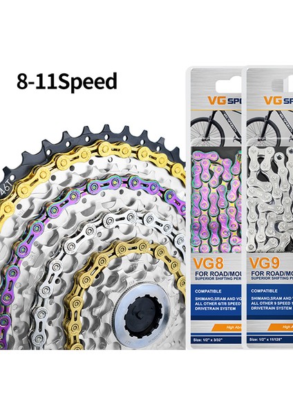 10 Vitesli Altın Tarzı Bisiklet Zincir Nikelli Kaplama Renkli Gümüş Hafif Dağ Yol Bisikleti Mtb Zincir Parça 116 Bağlantı Aksesuarları (Yurt Dışından) fiyatları