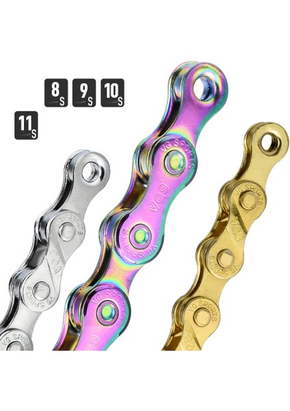 10 Vitesli Altın Tarzı Bisiklet Zincir Nikelli Kaplama Renkli Gümüş Hafif Dağ Yol Bisikleti Mtb Zincir Parça 116 Bağlantı Aksesuarları (Yurt Dışından) fırsatları