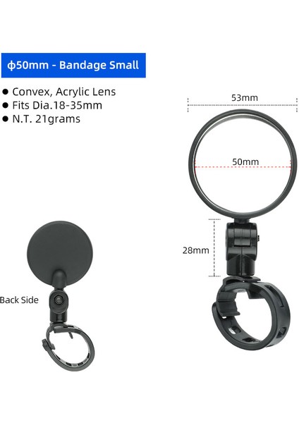 50 mm Dışbükey S 1pv9 Stili Bisiklet Arka Görüş Aynası Konveks Akrilik Lens Hızlı Salıverme Bantlı Direksiyon Takma mm Geri Görüş Yansıması (Yurt Dışından)