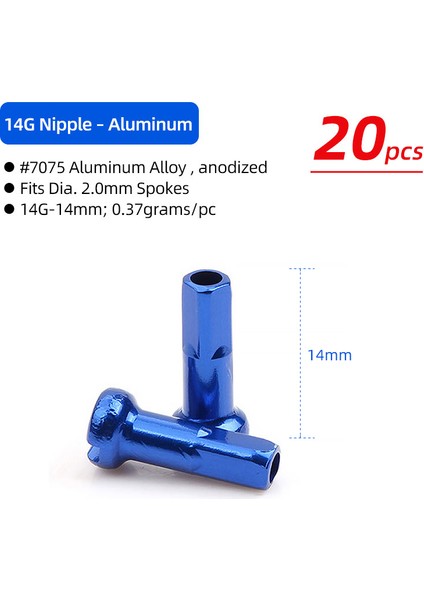 AL14G 14MM Bu 20P Stili Süper Hafif Alüminyum Telli Kapağı 14G C-Işlenmiş Anodize Alaşım Nipel Mtb Yol Bisikleti Tekerlek Jantı Pirinç Somunları Çok Renkli (Yurt Dışından)