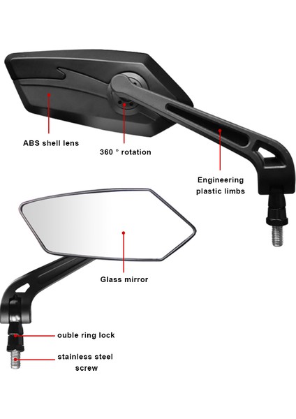 Gri Stili Ayarla Bisiklet Gidon Reflektör Arka Görüş Aynası Dağ Mtb Elektrikli Bisiklet Scooter Geniş Açılı Ayarlanabilir Aynalar (Yurt Dışından)