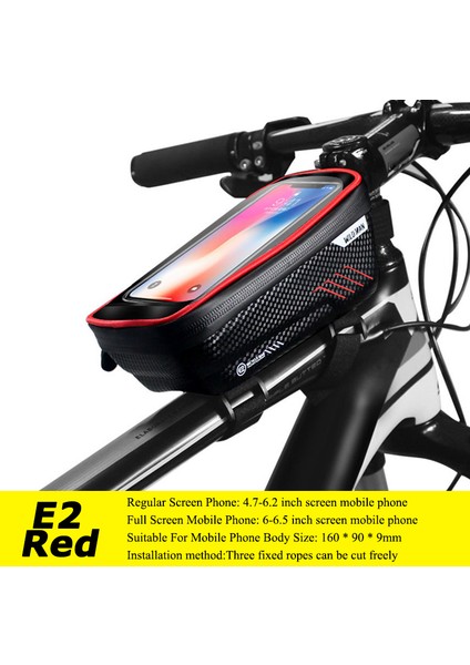E2 Kırmızı Tarzı Vahşi Adam Bisiklet Çantası Ione Çanta Su Geçirmez Ön Çerçeve Çantası Hassas Dokunmatik Ekran Mtb Çantası Yol Bisikleti Aksesuarları (Yurt Dışından)