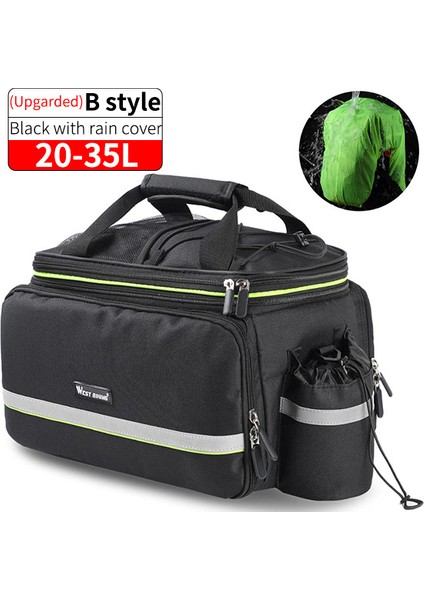 Yükseltilmiş Siyah Stil Büyük Kapasiteli Su Geçirmez Bisiklet Bagajı Mtb Yol Bisikleti Taşıyıcı Çanta Arka Raf Seyahat Bagaj Taşıyıcı Koltuk Çift Çanta (Yurt Dışından)