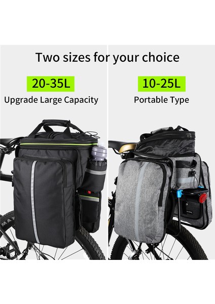 Yükseltilmiş Siyah Stil Büyük Kapasiteli Su Geçirmez Bisiklet Bagajı Mtb Yol Bisikleti Taşıyıcı Çanta Arka Raf Seyahat Bagaj Taşıyıcı Koltuk Çift Çanta (Yurt Dışından) modelleri