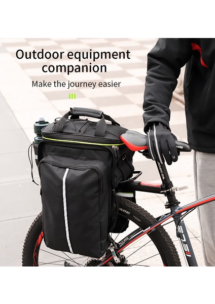 Yükseltilmiş Siyah Stil Büyük Kapasiteli Su Geçirmez Bisiklet Bagajı Mtb Yol Bisikleti Taşıyıcı Çanta Arka Raf Seyahat Bagaj Taşıyıcı Koltuk Çift Çanta (Yurt Dışından) indirimleri