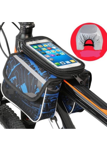 Yeşil Stil Bisiklet Dokunmatik Ekran Telefon Çantası Mtb Yol Bisikleti Kiriş Çantası Büyük Kapasiteli Su Geçirmez Bisiklet Çantası (Yurt Dışından)