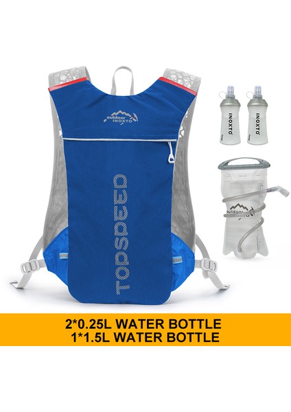 BLUE1.5L250 Tarzı 5l Süper Koşu Hidrasyon Yeleği Çanta Maraton Koşu Bisiklet Sırt Çantası 250ML Yumuşak Şişe ile Şişelenmiş Su - Doğa Koşusu Sırt Çantası (Yurt Dışından)