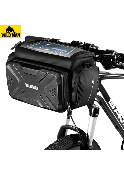 Xt8 Siyah Tarzı Vahşi Adam Yağmur Geçirmez Bisiklet Ön Çantası Bisiklet Çantası Dokunmatik Ekran Dağ Bisikleti Direksiyon Çantası Sepet Pannier Depolama Kapasitesi 4l (Yurt Dışından)