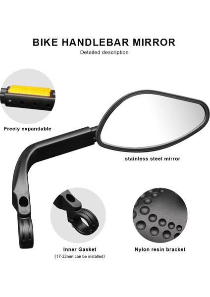 Sol Stil Bisiklet Arka Görüş Aynası Paslanmaz Çelik Lens Hd Geniş Açılı Ayarlanabilir Bisiklet Direksiyon Arka Görüş Aynası Yansıtıcı Arka Görüş Aynası (Yurt Dışından) fiyatları
