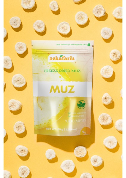 Freeze Dried Muz, Dondurularak Kurutulmuş Meyve Cipsi, Freeze Dry Meyve Kurusu 30 gr