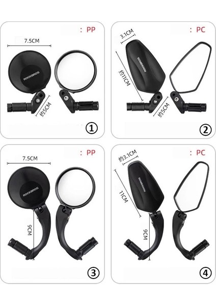 1 Adet FK-272 Stili Rockbrso Bisiklet Aynaları Bisiklet Kolu Geniş Aralıklı Arka Görünüm Aynası Mtb Yol Bisikleti Aksesuarları 360 Ayarlanabilir Arka Görünüm Aynası (Yurt Dışından)