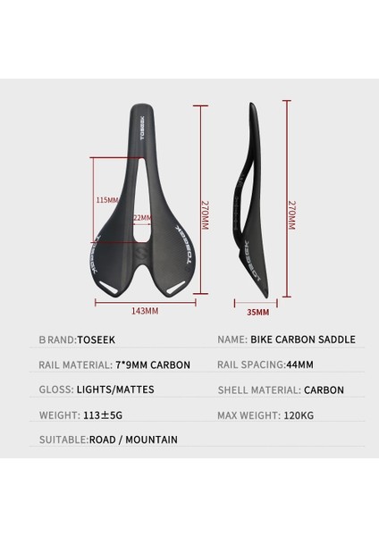 Turuncu-Parlak Stil Yeni Toseek 3k Mat Tam Karbon Fiber Sele Roadmtb Bisiklet Bisiklet Koltukları Bisiklet Parçaları Kırmızı Karbon Sele 8 Renk (Yurt Dışından) fırsatları