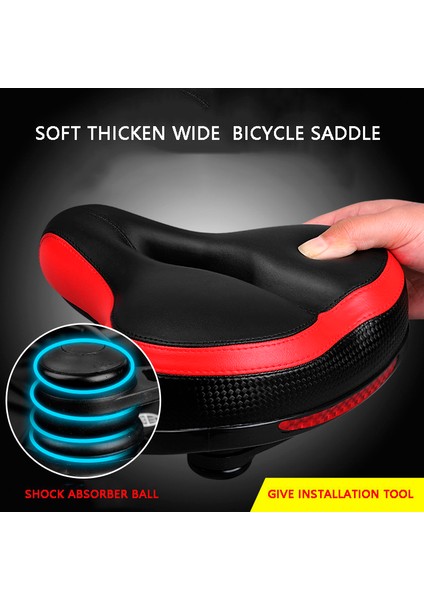 2şok Topu Siyah Stili Mtb Bisiklet Koltuğu Yumuşak Kalın Geniş Dağ Yol Bisikleti Koltuk Bisiklet Yastığı + Arka Bisiklet Işığı Bisiklet Aksesuarları (Yurt Dışından)