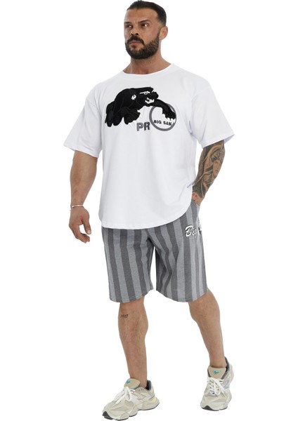 Oversize, Nakışlı Pamuk T-Shirt Gym Rag Top Big Sam 3380 fiyatları