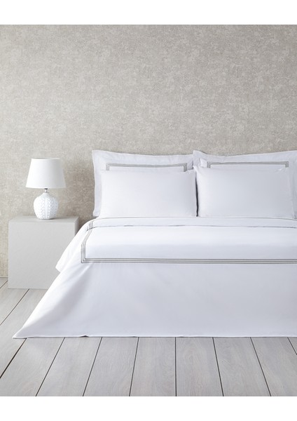 Modern Frame Nakışlı Perkal Super King Nevresim Takımı 260x220 cm Gümüş fiyatları