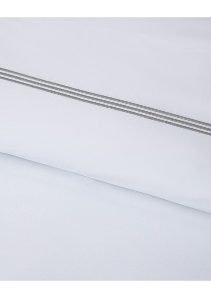 Modern Frame Nakışlı Perkal Super King Nevresim Takımı 260x220 cm Gümüş fırsatları