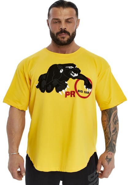 Oversize, Nakışlı Pamuk T-Shirt Gym Rag Top Big Sam 3380