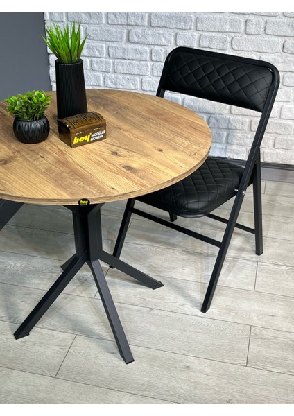Saray Yuvarlak Mutfak Masası Yemek Masa Balkon Masa Fiskos Masa Metal Siyah Ayak 80 cm indirimleri