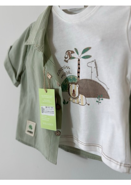 Jungle Erkek Bebek Keten Gömlekli Üçlü Set fiyatları