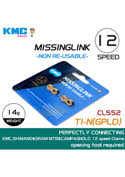 CL552 12S Altın Tarzı Kmc 2 Çift Bisiklet Zinciri Eksik Halka Hız Bisikletleri Yeniden Kullanılabilir Zincir Sihirli Toka Gümüş Altın Bağlantı Kemerli (Yurt Dışından)