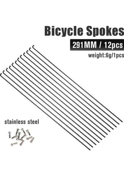 Dirsek 291MMX12PCS Bk Stili Bisiklet Jant Tel Dağ Yol Bisikleti Paslanmaz Çelik Yüksek Mukavemetli Inç Teller Işıklar Rays (Yurt Dışından)