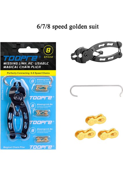 10'ların Altın Alet Stili Toopre Bisiklet Zinciri Eksik Bağlantı Halkası Hızlı Bisikletler Yeniden Kullanılabilir Zincir Sihirli Toka Mtb Bisiklet Aksesuarları - 2 Çift (Yurt Dışından) fırsatları