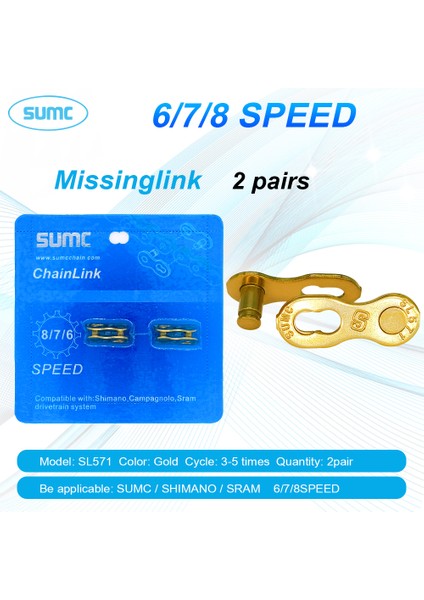 6-7-8 Vitesli Altın Tarzı 2 Çift Sumc Zincir Kayıp Halka Hızlı Gümüş Altın Rianbow Yeniden Kullanılabilir Zincir Sihirli Toka Bisiklet Zincir Tamir Parçaları (Yurt Dışından)