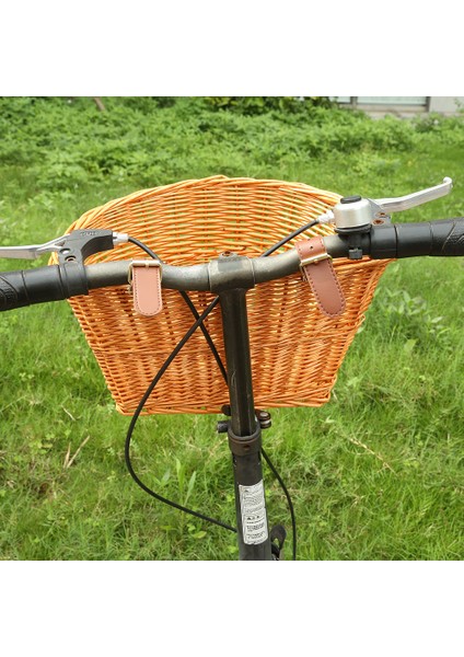 Mavi B Tarzı Çok Fonksiyonlu Hasır Bisiklet Sepeti Ön Pannier Çantası Pratik Dayanıklı Scooter Direksiyon Askılı Depolama Kabı Bisiklet Aksesuarları (Yurt Dışından)